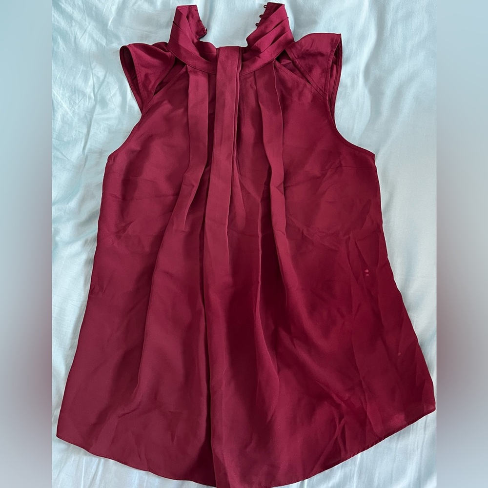 Guess Red Tie Front Sailor Collar Blouse